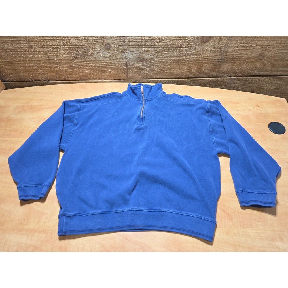 Tommy Bahama Mens XL Blue 100% Cotton Quarter Zip Pullover Sweater Mock Neck